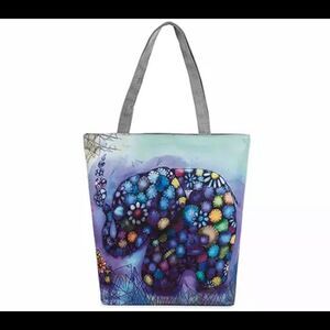 ‎COLORFUL ELEPHANT ZIP TOTE